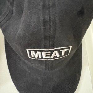 Black and White Embroidered Hat with Curved Brim